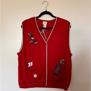 Napa Golf By Napa Valley Golf Sweater Vest, Button Up, Red, Women’s Large